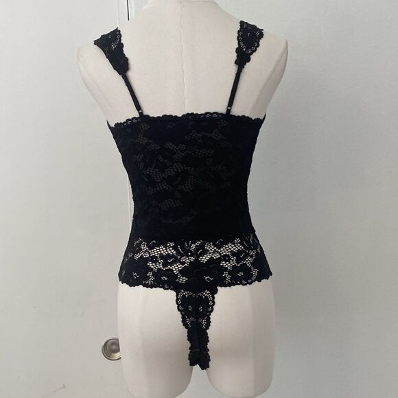 Free People Black Lace Gazy Eyes Lace-Up Bodysuit Size XS - Picture 7 of 11